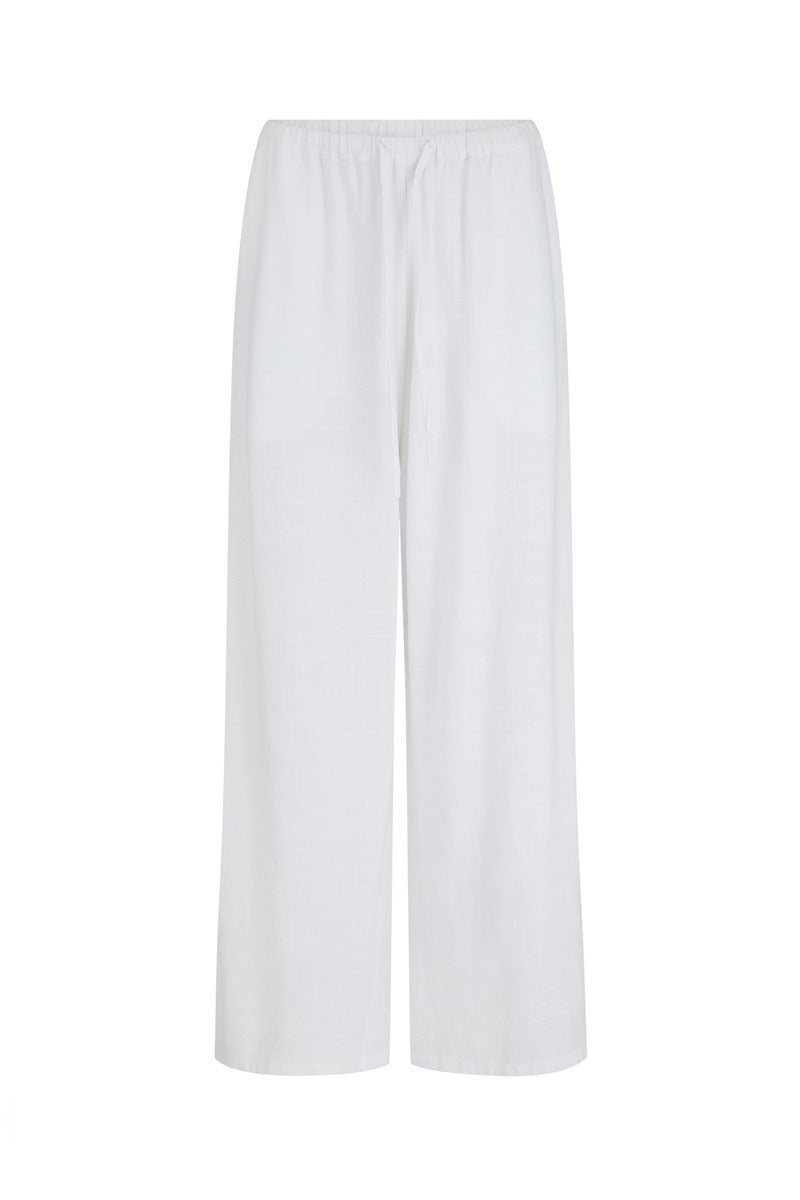 womens white cotton palazzo pant front view