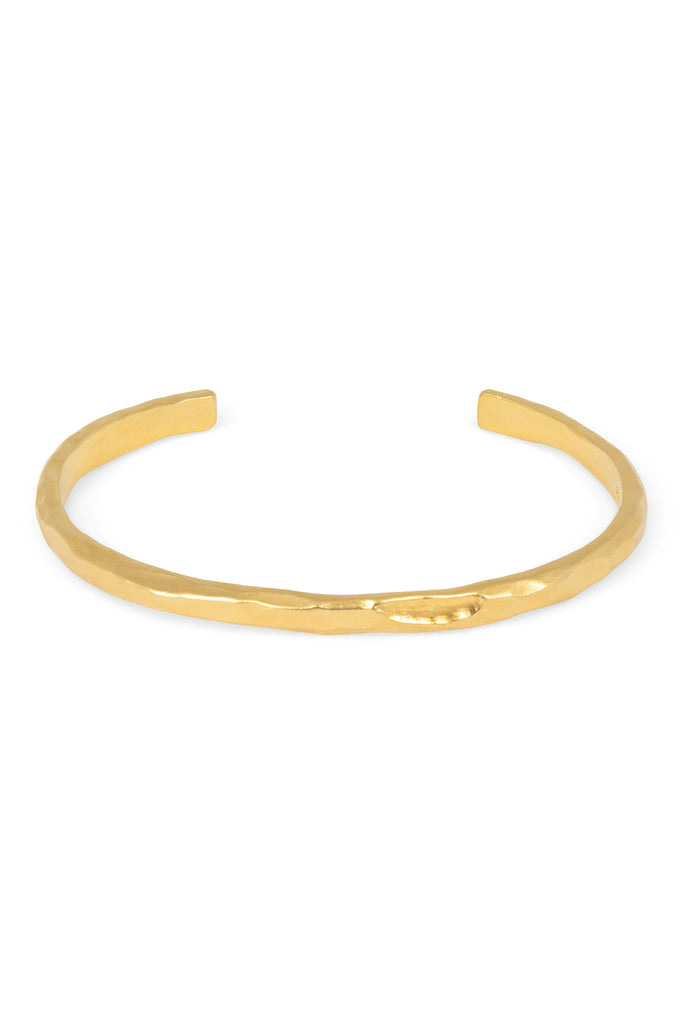 gold plaited bracelet raw shaped with hammered edge 