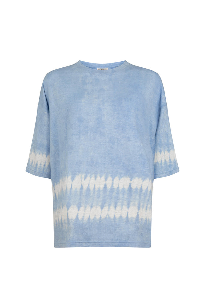 blue tie dye cotton tee front view 