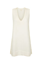White sleeveless cotton mini dress with crochet panelling