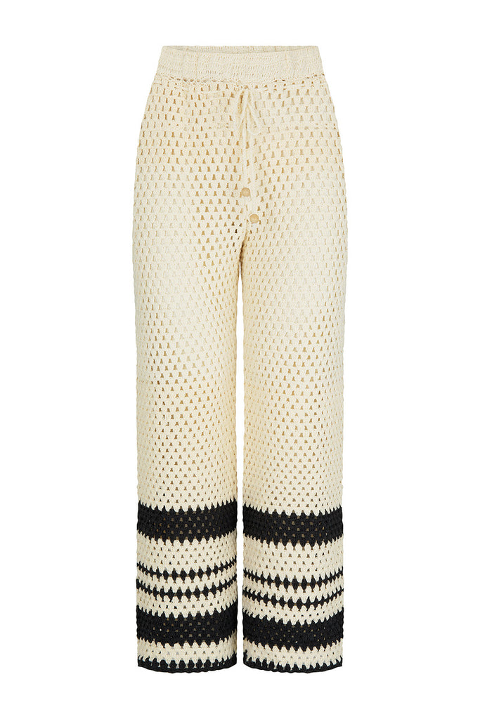 womens crochet cream top and pant 