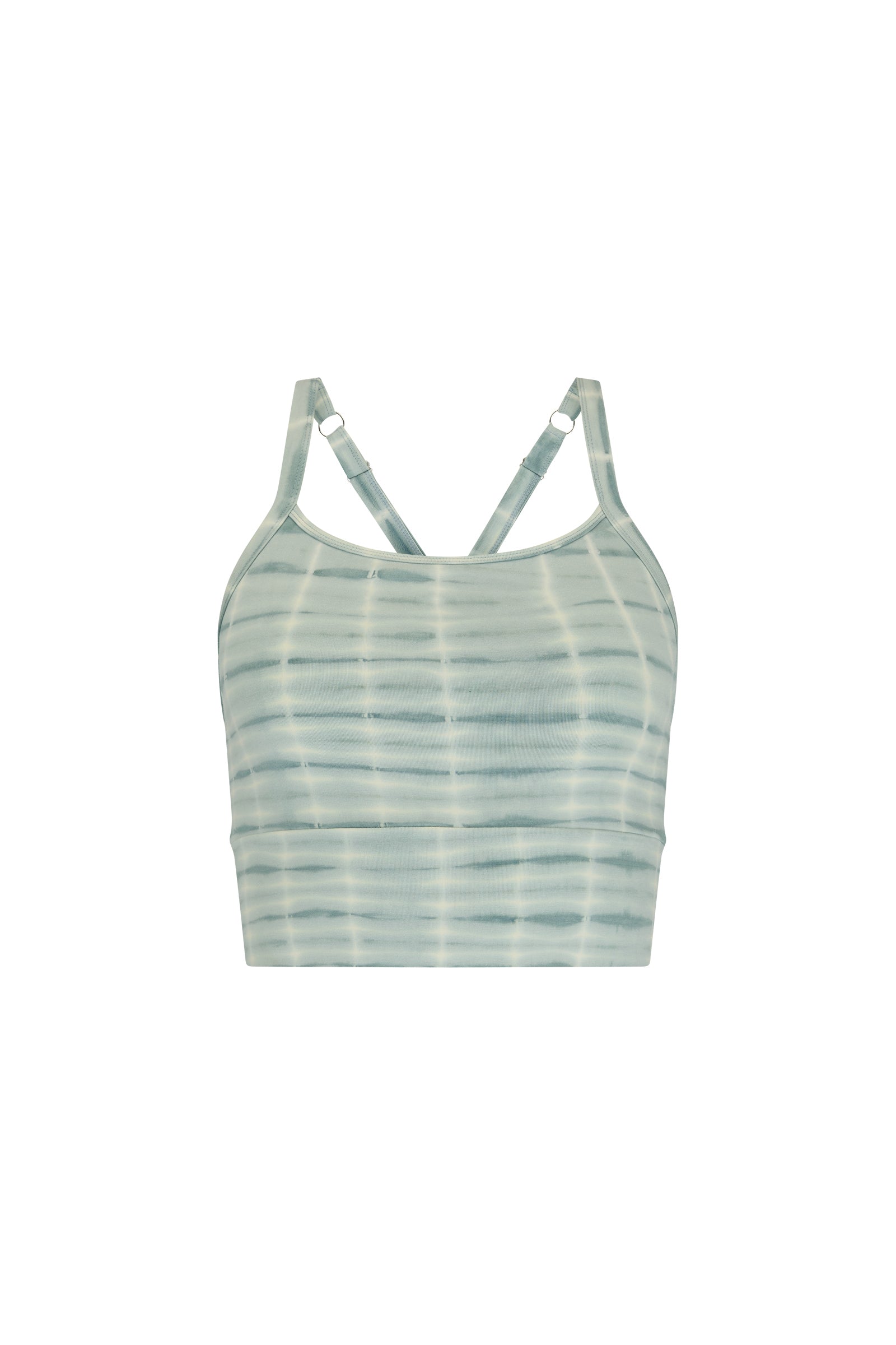 womens cotton tie dye blue bralette front view