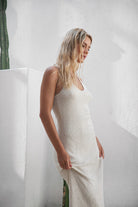 Womens cream cotton knit dress