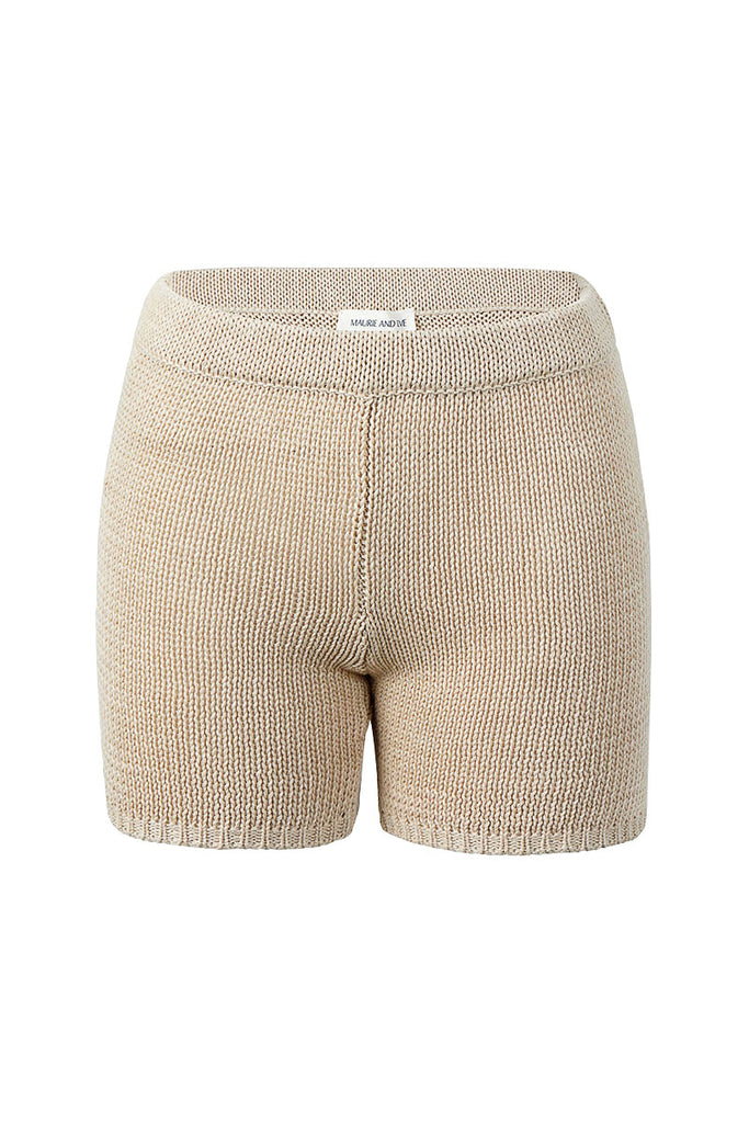 womens knit short oat hue front view