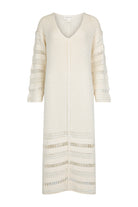 Womens cream cotton knit dress front view 