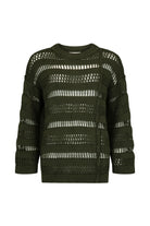 Womens olive cotton knit jumper front view