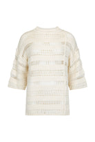 Women's cream cotton knit top front view