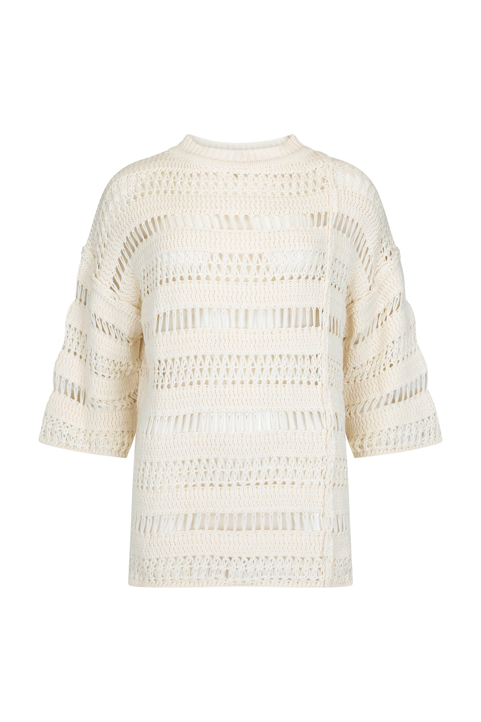 Women's cream cotton knit top front view