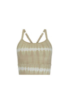 womens taupe tie dye crop bralette front view