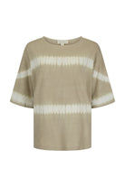Taupe cotton hemp tie dye tee front view