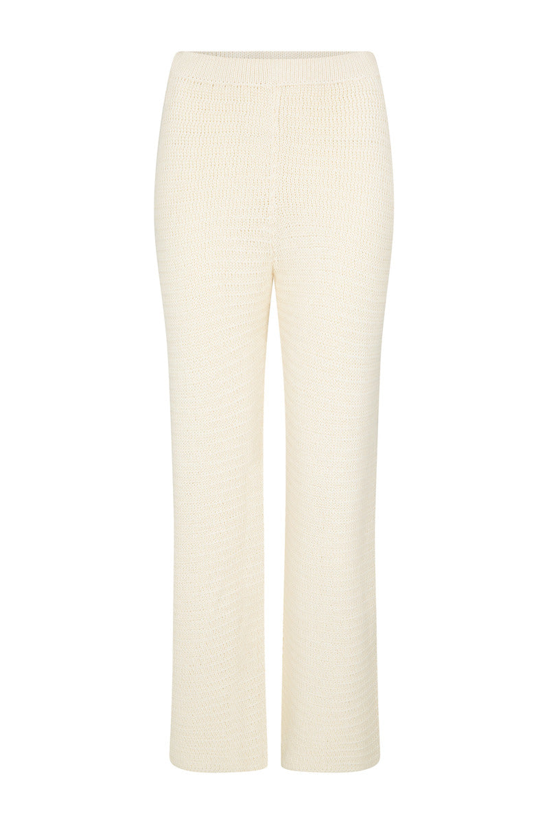 womens cream cotton knit pant, ghost imagery view