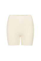 womens cotton cream knit short, front view