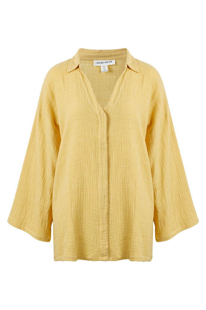 womens button up shirt rattan hue front view