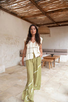 women's tie dye green flared pant 