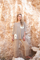 womens natural cotton crochet pant front view