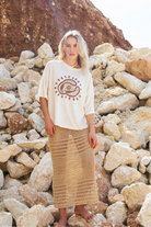 womens natural cotton crochet skirt front view