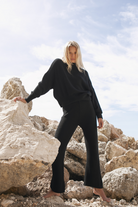 Women's black merino wool blend knit pant