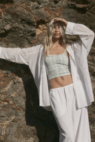 womens white cotton voile shirt front view