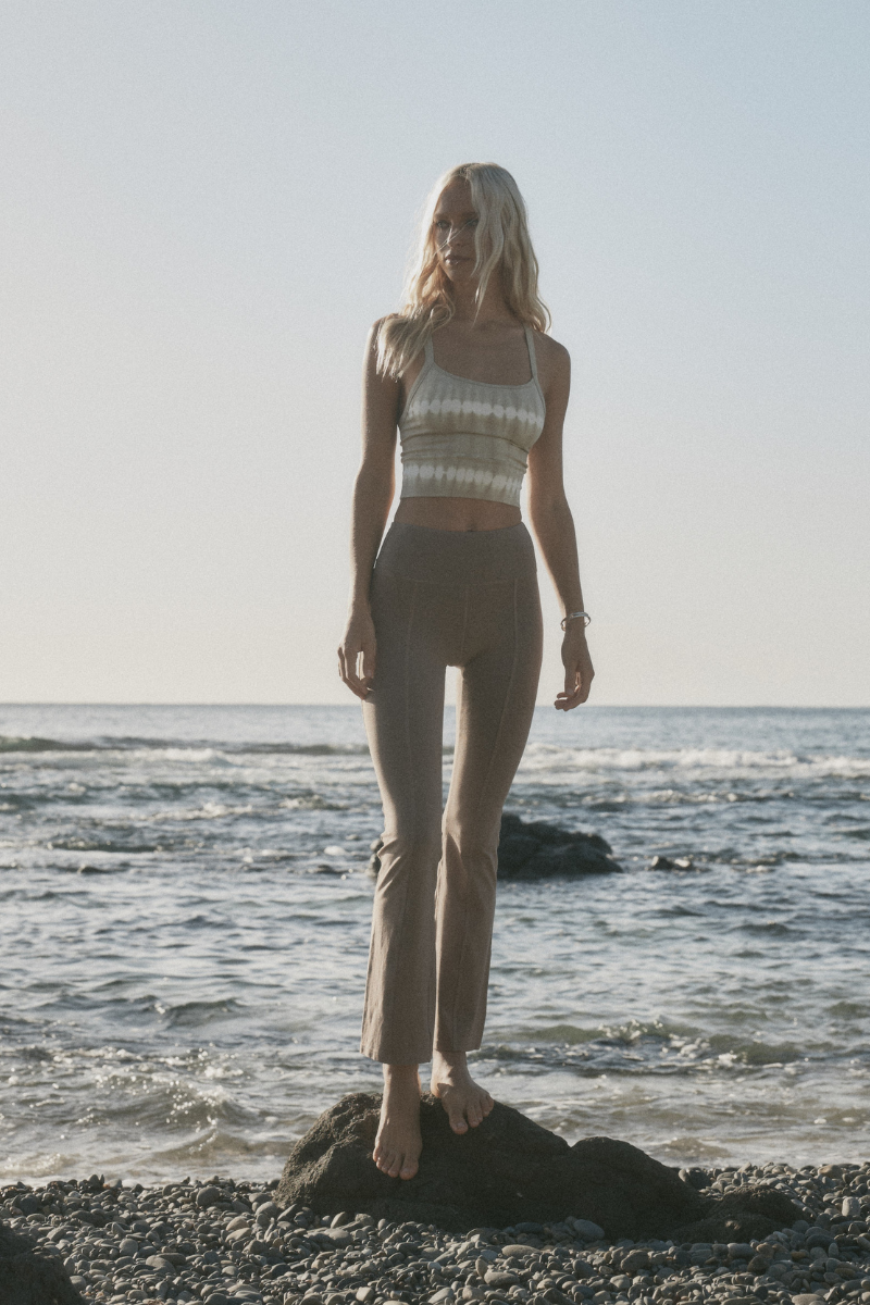 brown stretch pant front view 