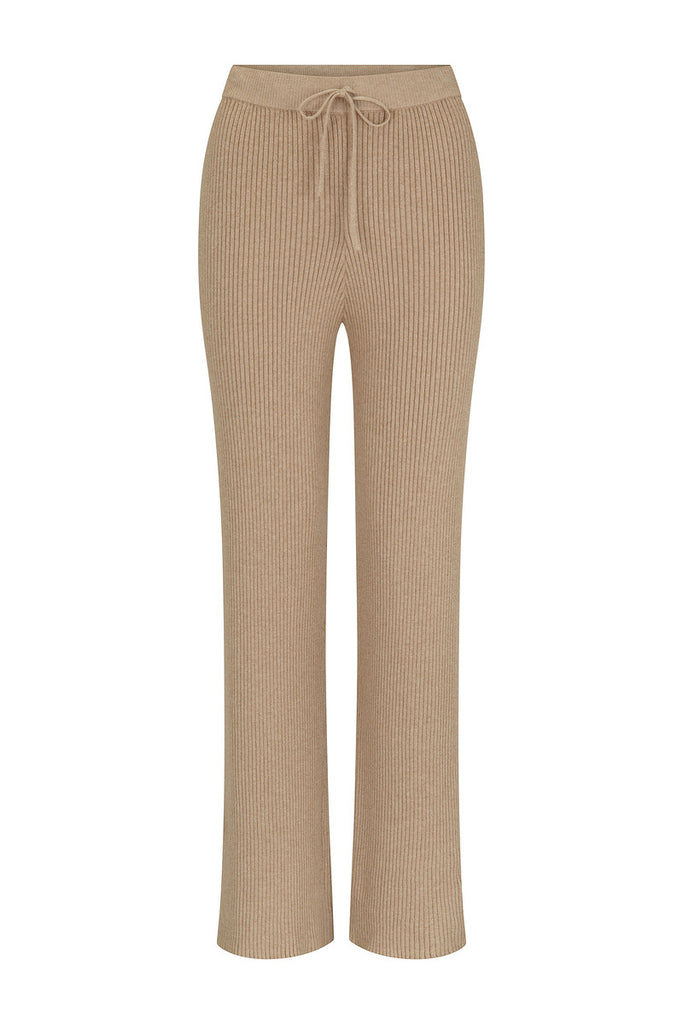 womens cotton cashmere ribbed pant taupe 