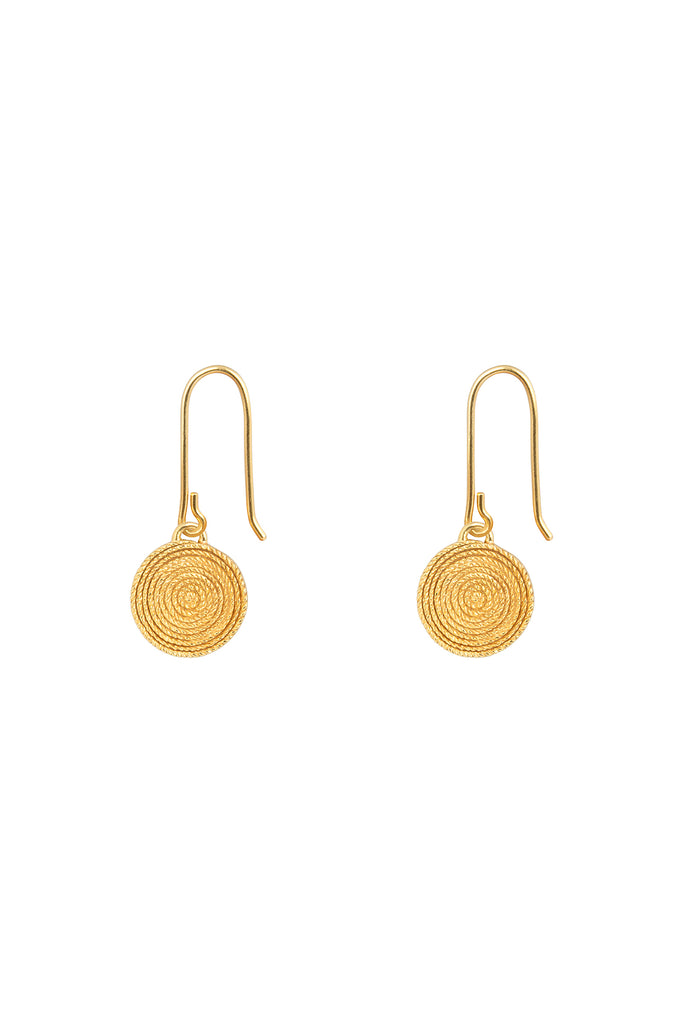 gold plaited earrings with swirl motif