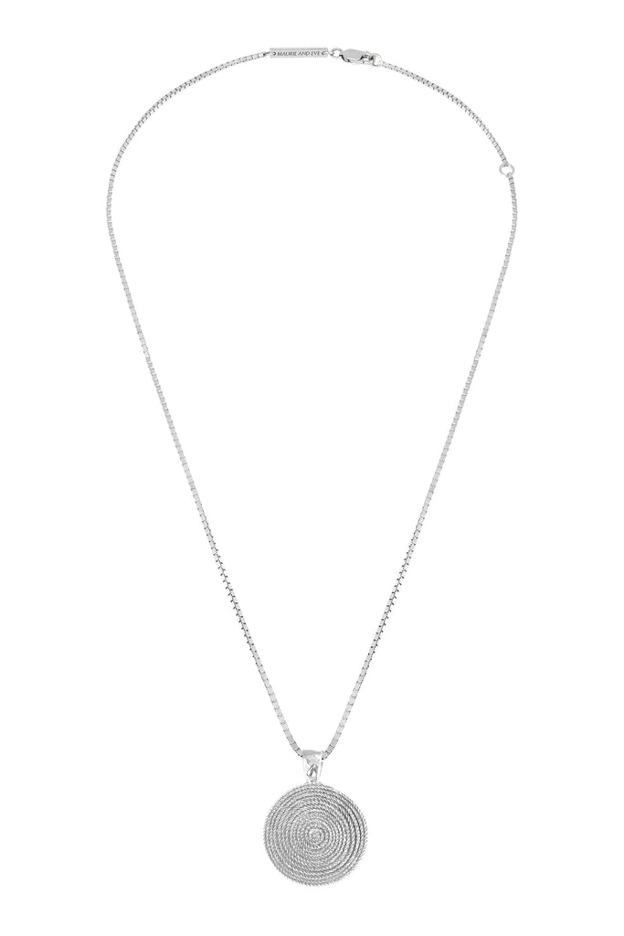 solid silver necklace with swirl motif pendant