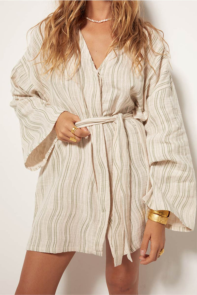 womens long sleeve mini dress olive print front view 