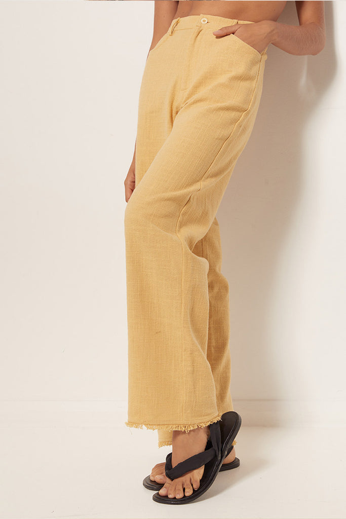womens tailored pant golden hue front view 