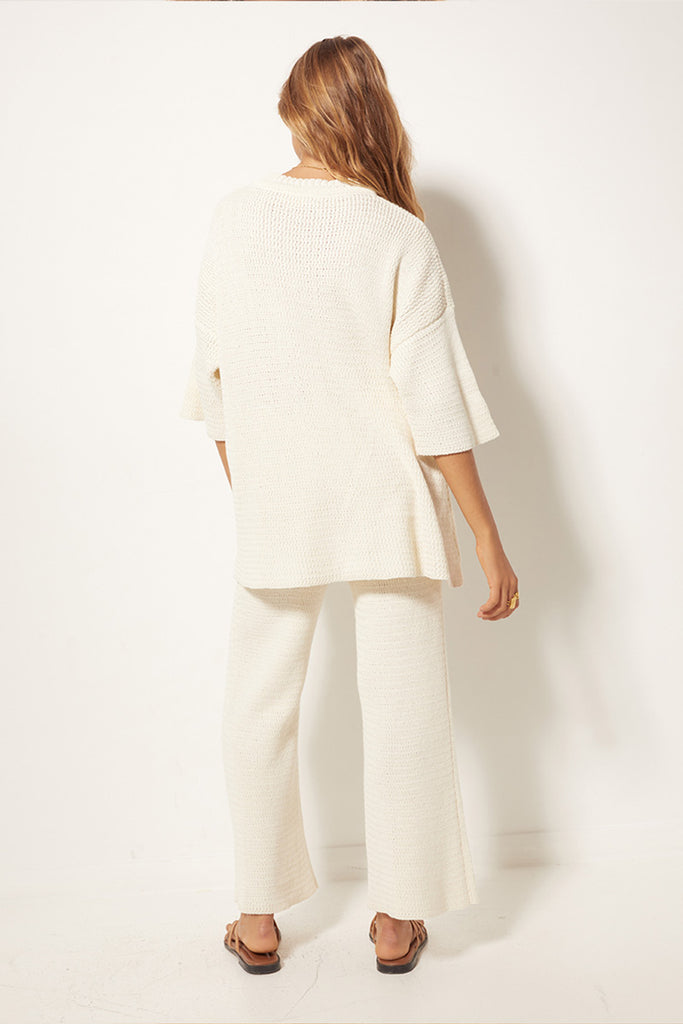 womens knit top cream back view