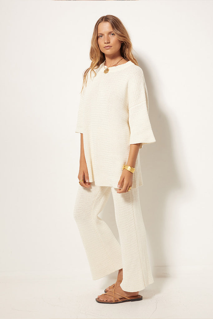 womens knit top cream front view