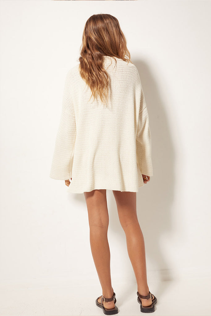 womens knit top long sleeve cream back view