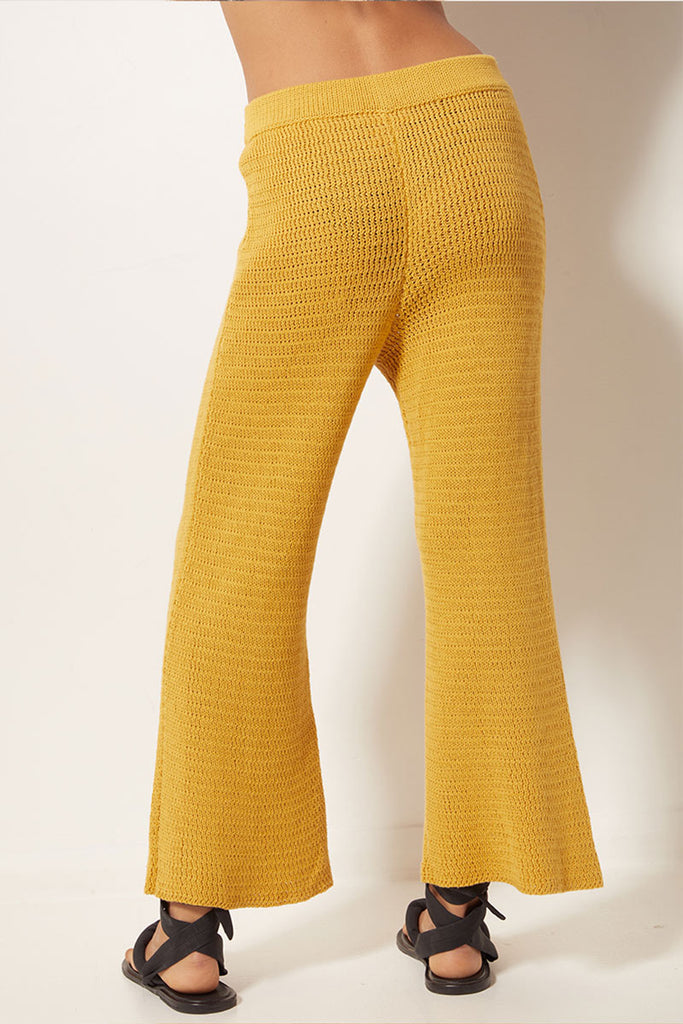 womens knit pant golden hue back view